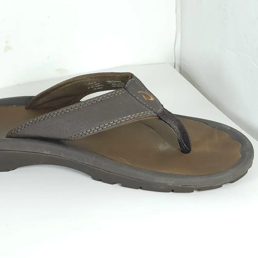 Olukai Men's Ohana US9 Brown Slip On Flat Thong Sandals